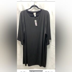 Chicos flare sleeve short dress solid black